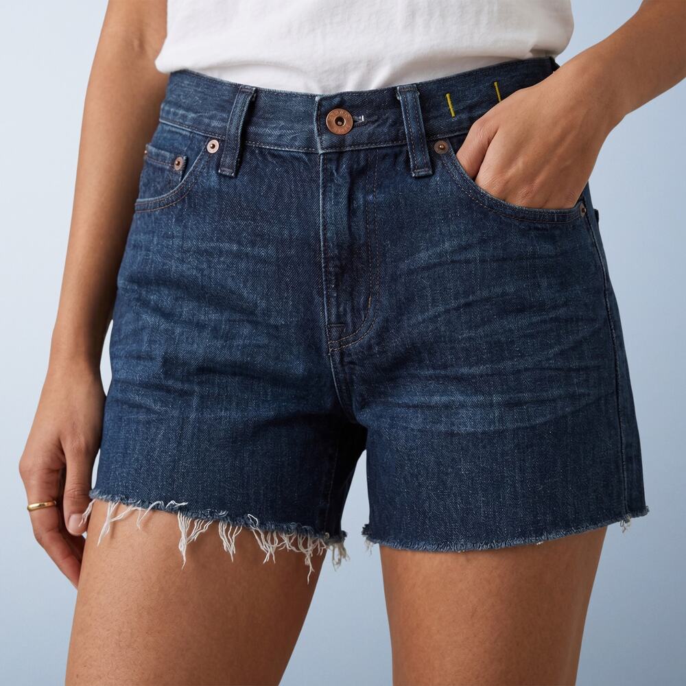 Madewell Mid-Rise Raw Hem Denim Cutoff Shorts Dark Wash Size 27
